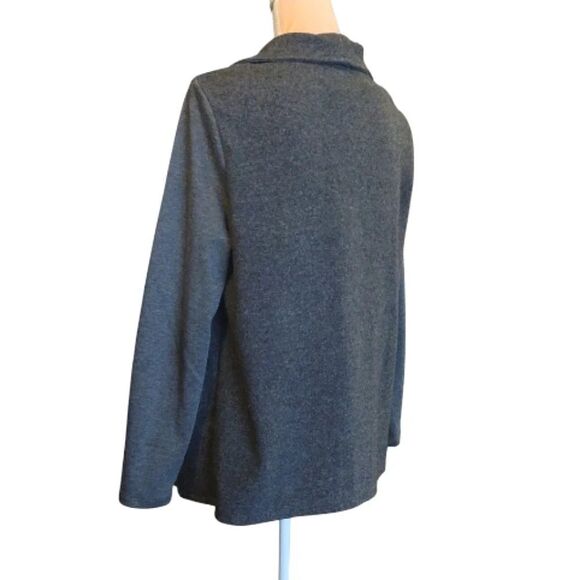 Doe & Rae Grey Two Tone Open Front Knit Cardigan with Pockets Medium - Picture 11 of 14
